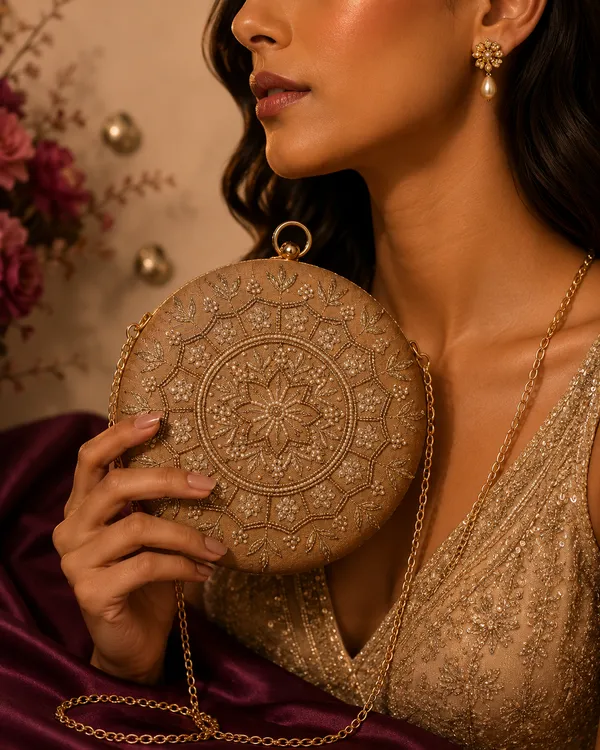 Gold_Polyurethane_Clutch_For_Women