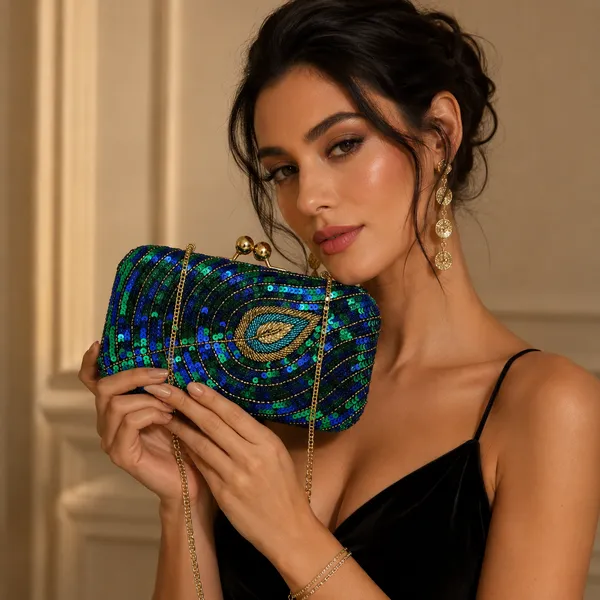 Blue_Polyurethane_Clutch_For_Women