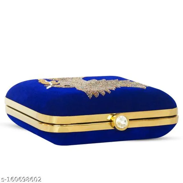 Blue_Polyurethane_Clutch_For_Women