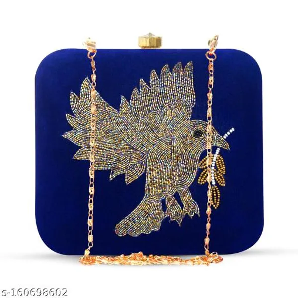 Blue_Polyurethane_Clutch_For_Women
