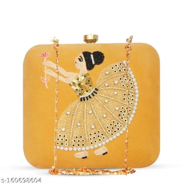 Gold_Polyurethane_Clutch_For_Women