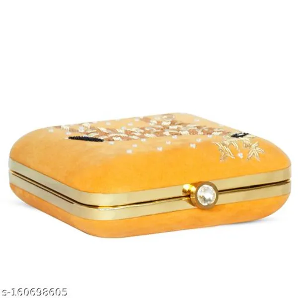 Yellow_Polyurethane_Clutch_For_Women