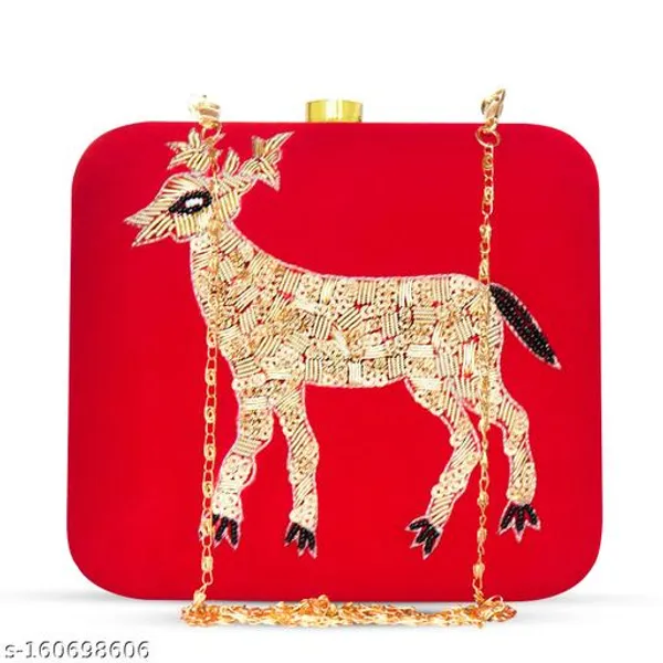 Red_Polyurethane_Clutch_For_Women