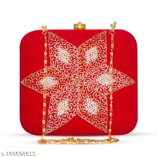Red_Polyurethane_Clutch_For_Women