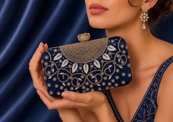 Blue_Polyurethane_Clutch_For_Women