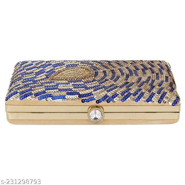 Blue_Polyurethane_Clutch_For_Women