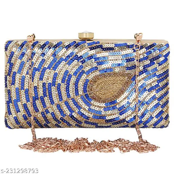 Blue_Polyurethane_Clutch_For_Women