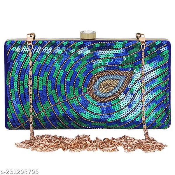 Blue_Polyurethane_Clutch_For_Women