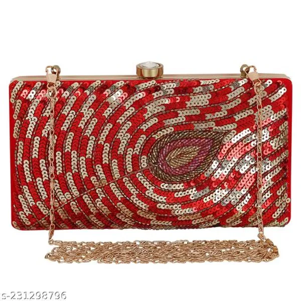 Red_Polyurethane_Clutch_For_Women