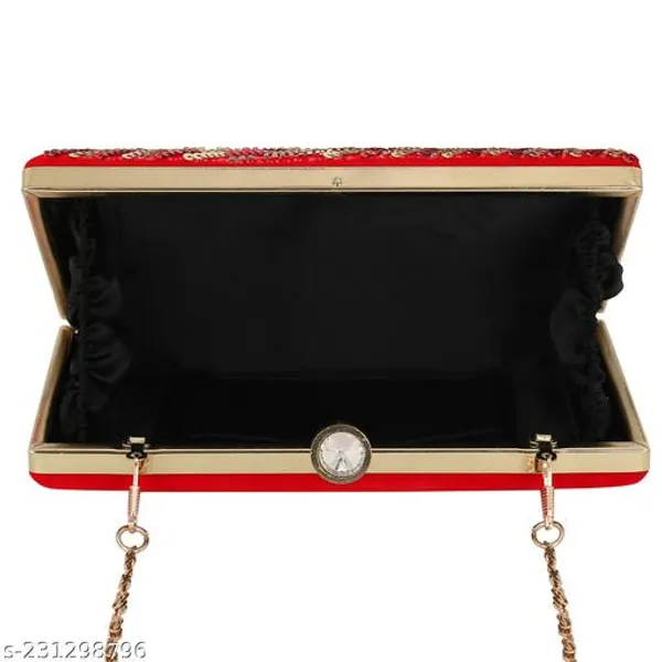 Red_Polyurethane_Clutch_For_Women
