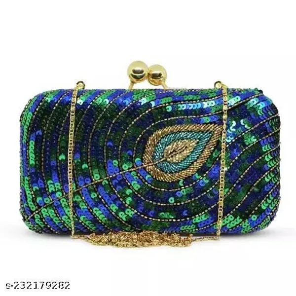 Blue_Polyurethane_Clutch_For_Women