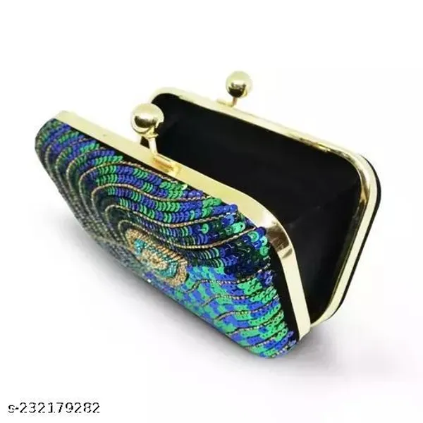 Blue_Polyurethane_Clutch_For_Women