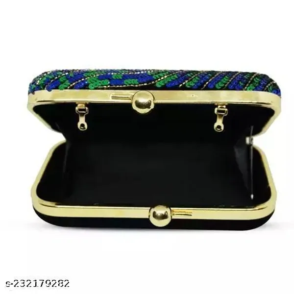 Blue_Polyurethane_Clutch_For_Women