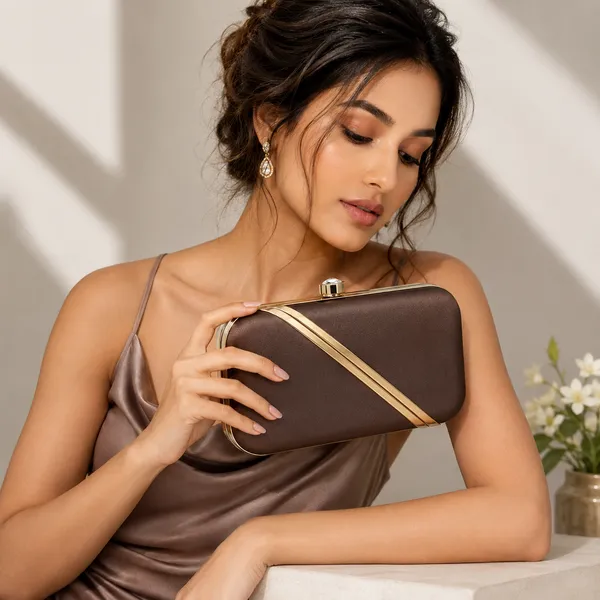 Brown_Polyurethane_Clutch_For_Women