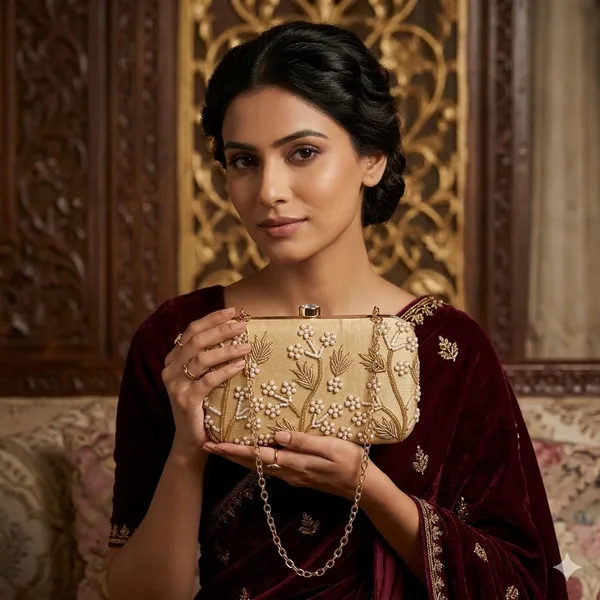 Gold_Polyurethane_Clutch_For_Women