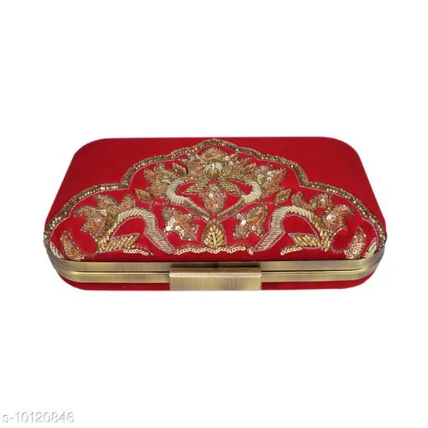 Red_Polyurethane_Clutch_For_Women