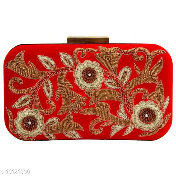 Red_Polyurethane_Clutch_For_Women