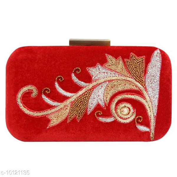 Red_Polyurethane_Clutch_For_Women