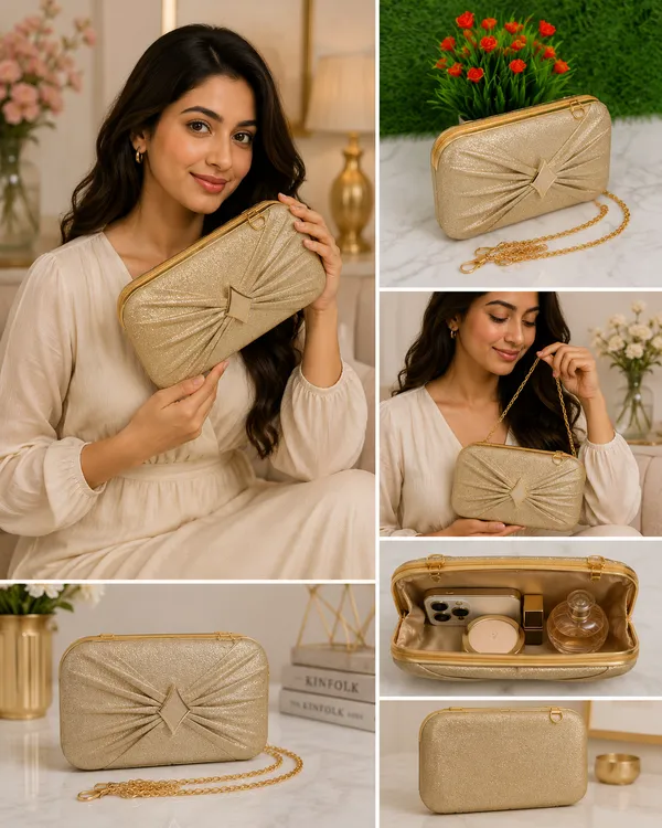 Gold_Polyurethane_Hand_Purse_For_Women