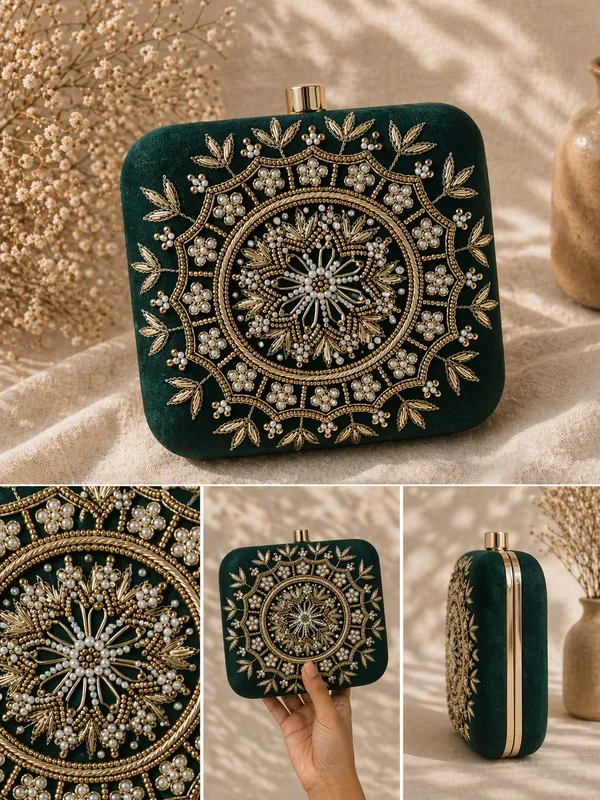 Green_Polyurethane_Clutch_For_Women