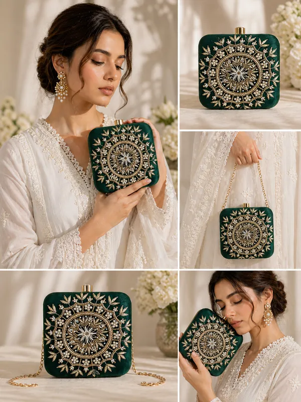 Green_Polyurethane_Clutch_For_Women