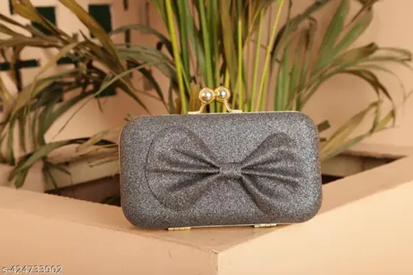 Grey_Polyurethane_Clutch_For_Women