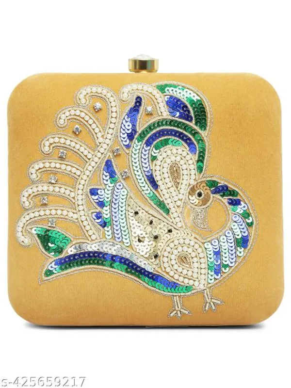 Gold_Polyurethane_Clutch_For_Women