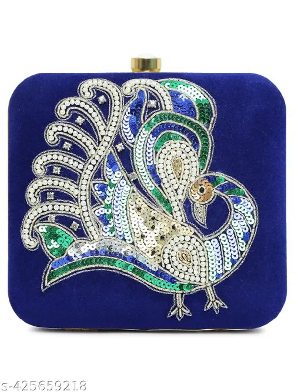 Blue_Polyurethane_Clutch_For_Women