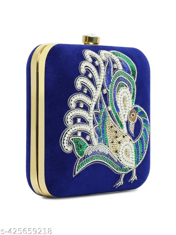 Blue_Polyurethane_Clutch_For_Women