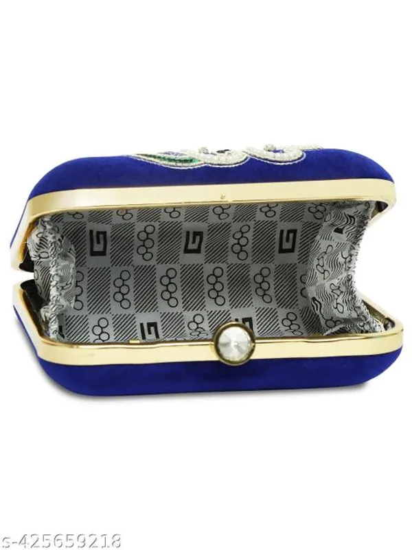 Blue_Polyurethane_Clutch_For_Women