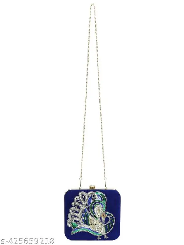 Blue_Polyurethane_Clutch_For_Women