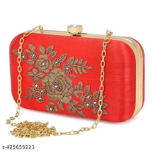 Red_Polyurethane_Clutch_For_Women