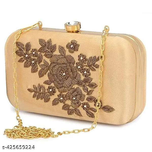Gold_Polyurethane_Clutch_For_Women