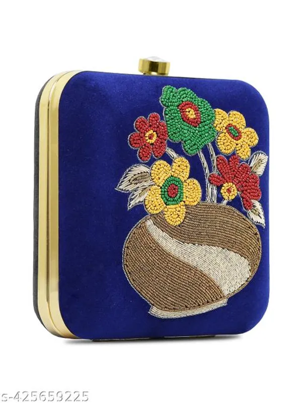 Blue_Polyurethane_Clutch_For_Women