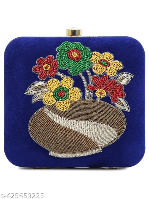 Blue_Polyurethane_Clutch_For_Women