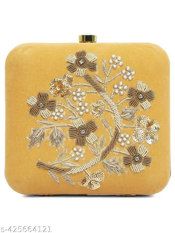 Gold_Polyurethane_Clutch_For_Women