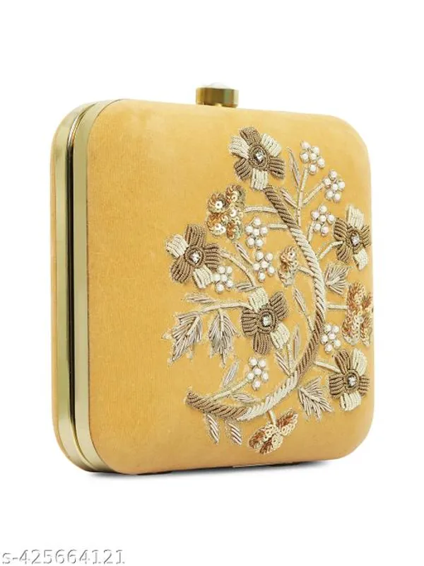 Gold_Polyurethane_Clutch_For_Women
