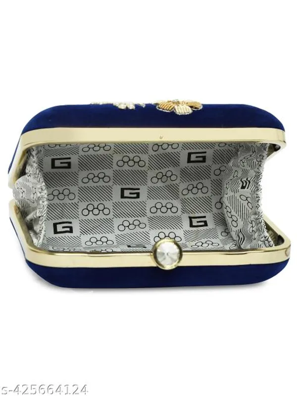 Blue_Polyurethane_Clutch_For_Women