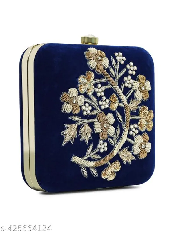 Blue_Polyurethane_Clutch_For_Women