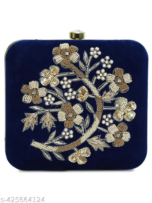 Blue_Polyurethane_Clutch_For_Women