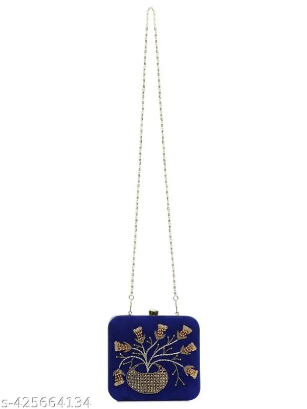 Blue_Polyurethane_Clutch_For_Women