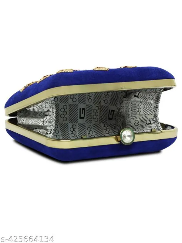 Blue_Polyurethane_Clutch_For_Women