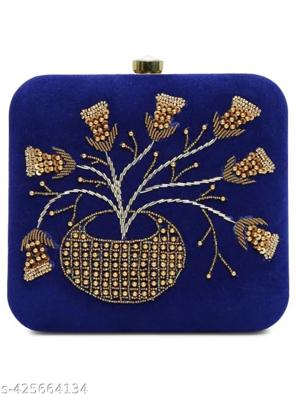 Blue_Polyurethane_Clutch_For_Women