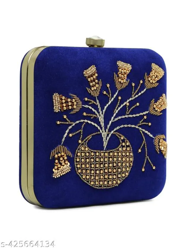 Blue_Polyurethane_Clutch_For_Women