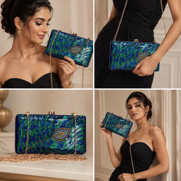 Blue_Polyurethane_Clutch_For_Women