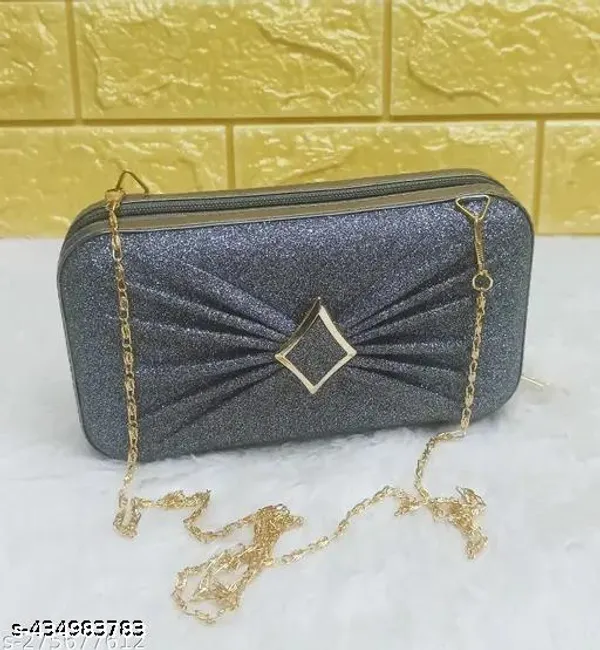 Grey_Polyurethane_Clutch_For_Women