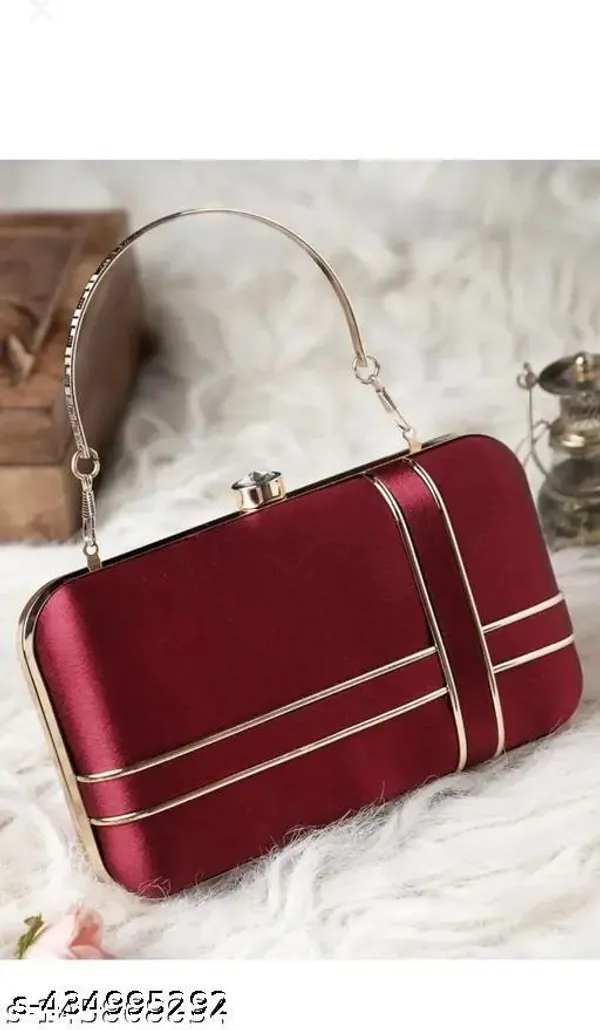 Maroon_Polyurethane_Clutch_For_Women