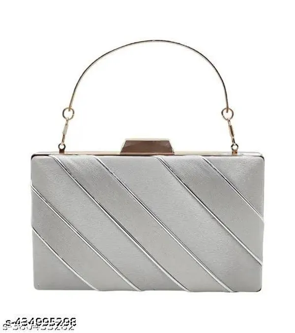 Silver_Polyurethane_Clutch_For_Women