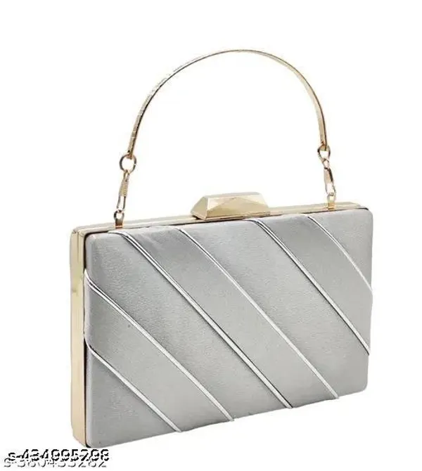 Silver_Polyurethane_Clutch_For_Women