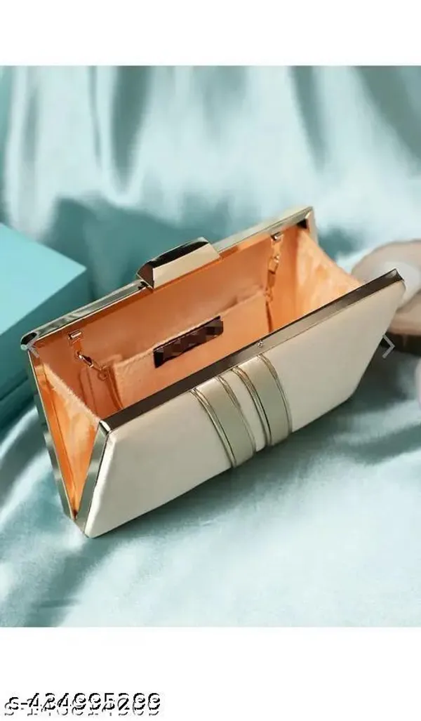 Cream_Polyurethane_Clutch_For_Women